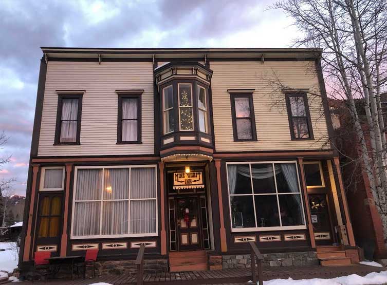 Exterior of historical Rico Mine Shaft Inn in Rico, Colorado