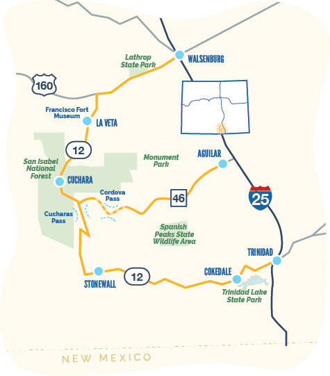Map of Highway of Legends Byway