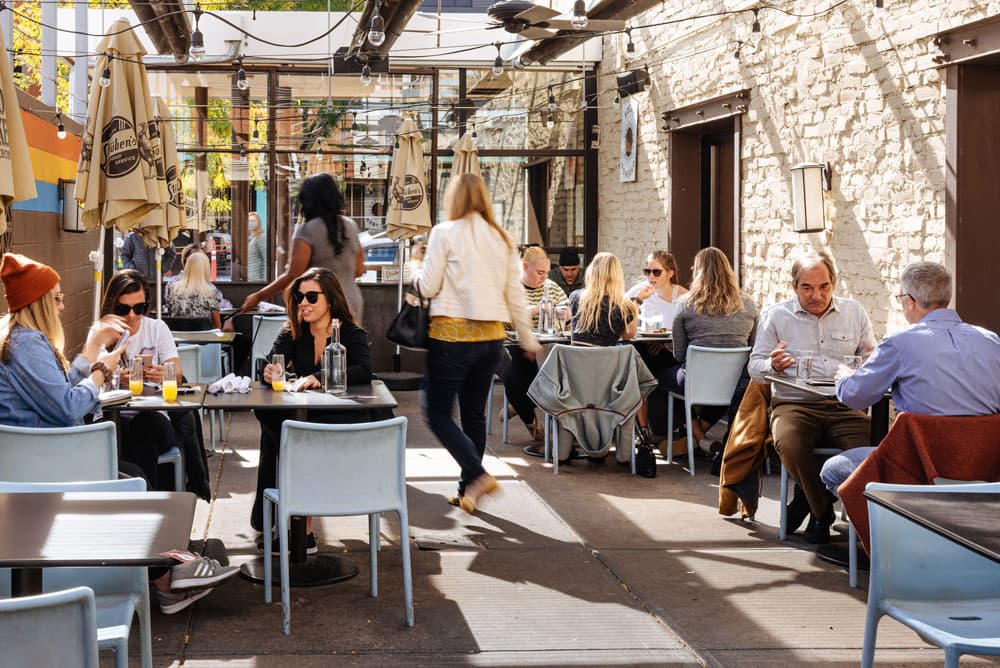 Steuben's cozy winter cafe-style seating