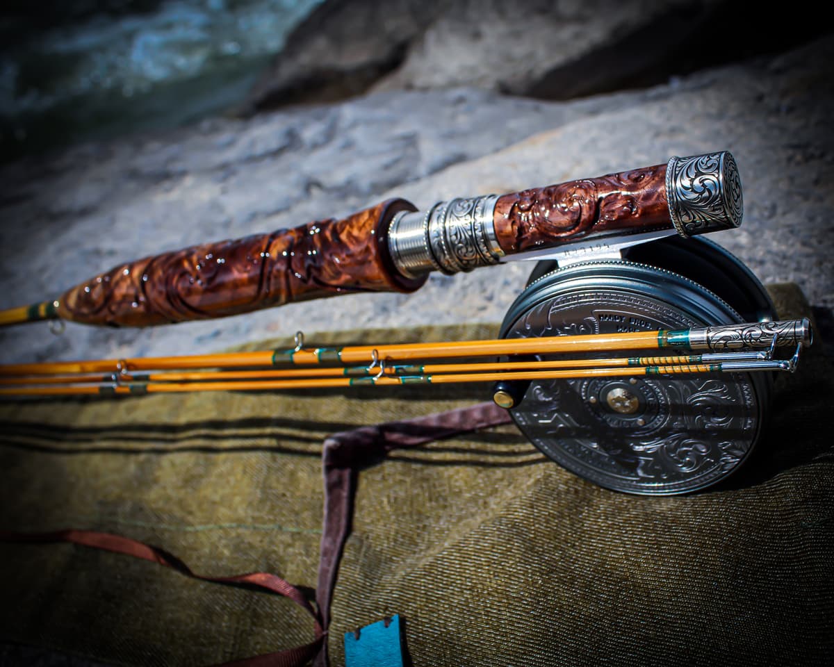 An intricately decorated fly-fishing rod made at PJ's Fine Bamboo Rods in Pagosa Springs.