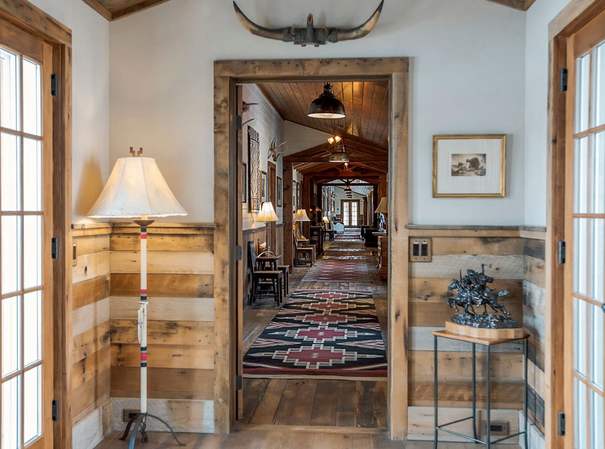 Looking down a long hallway at Trinchera Blanca Ranch