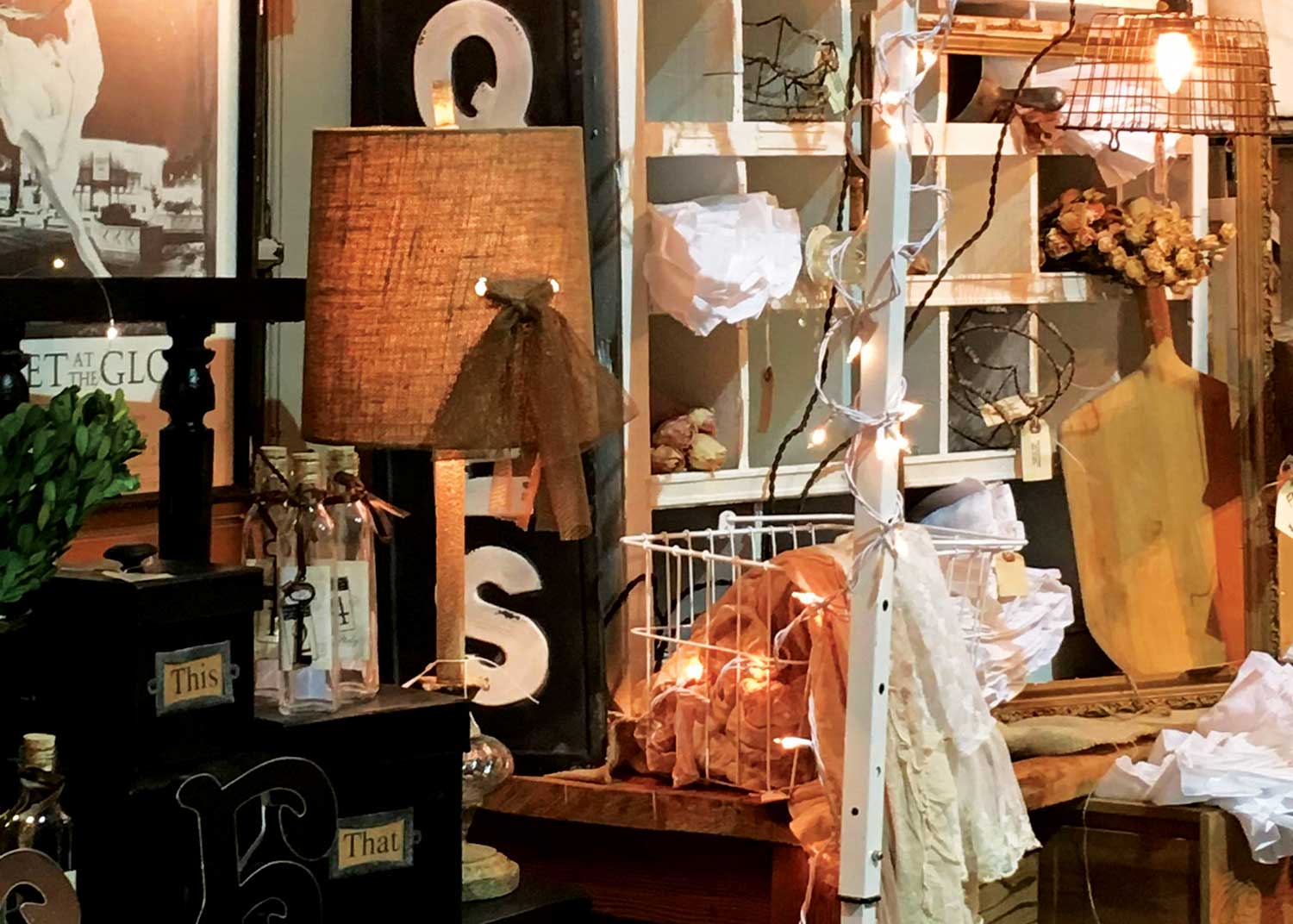 A variety of items from posters and corked bottles with ribbons to wire-frame baskets can be found at The French Corner in Eaton, Colorado.