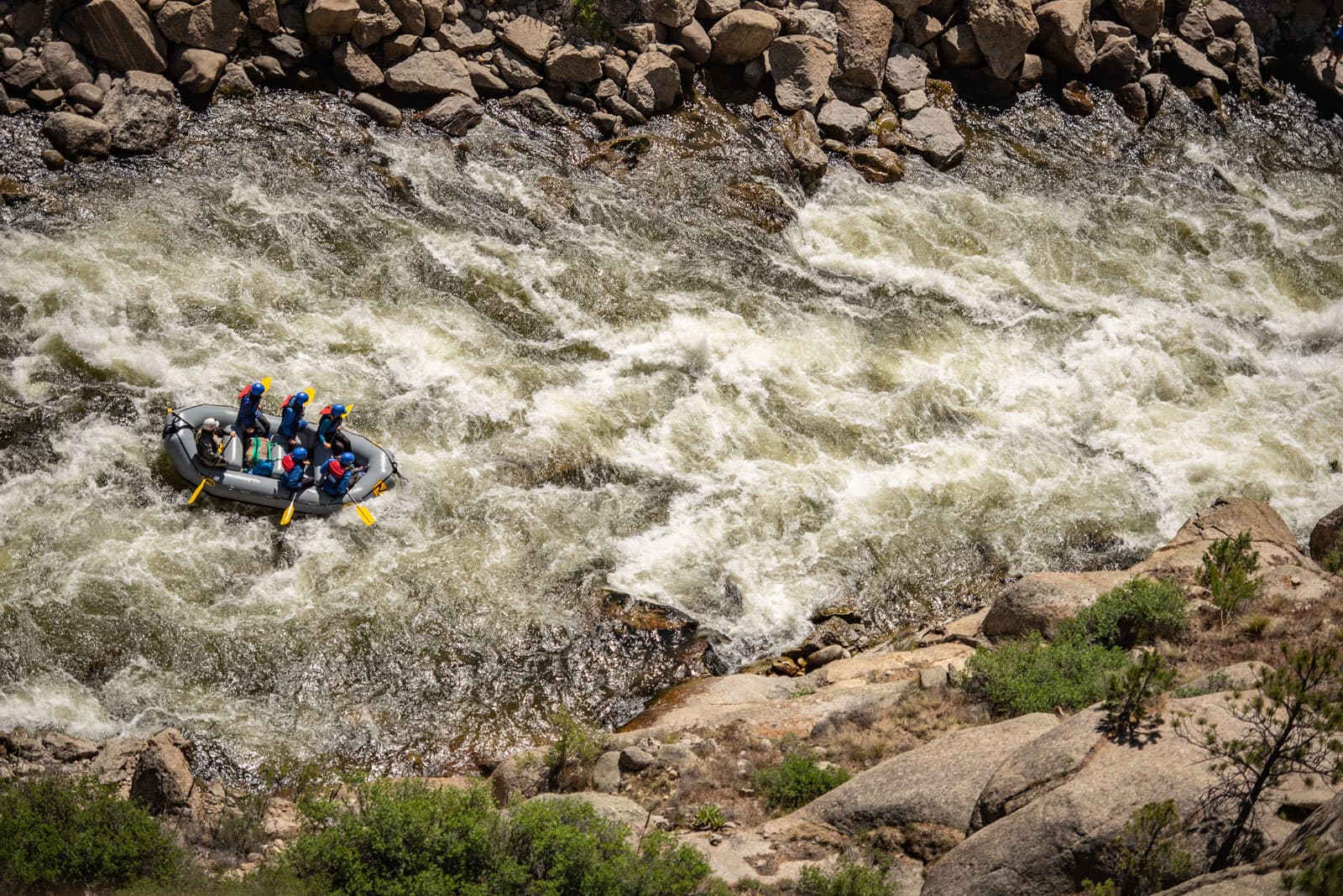 An aerial view of just how many white rapids await a boat heading their way (a lot)