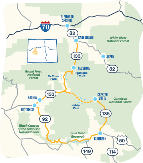 West Elk Loop byway map