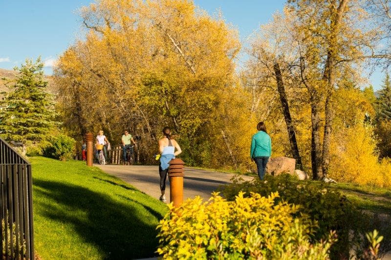 fall colors on a sunny warm day in avon, colorado photo
