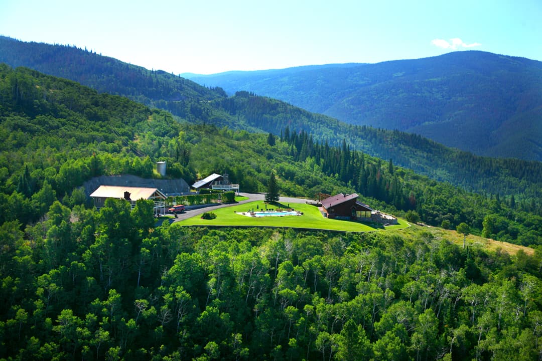 aerial view of the private estate in steamboat springs, colorado photo