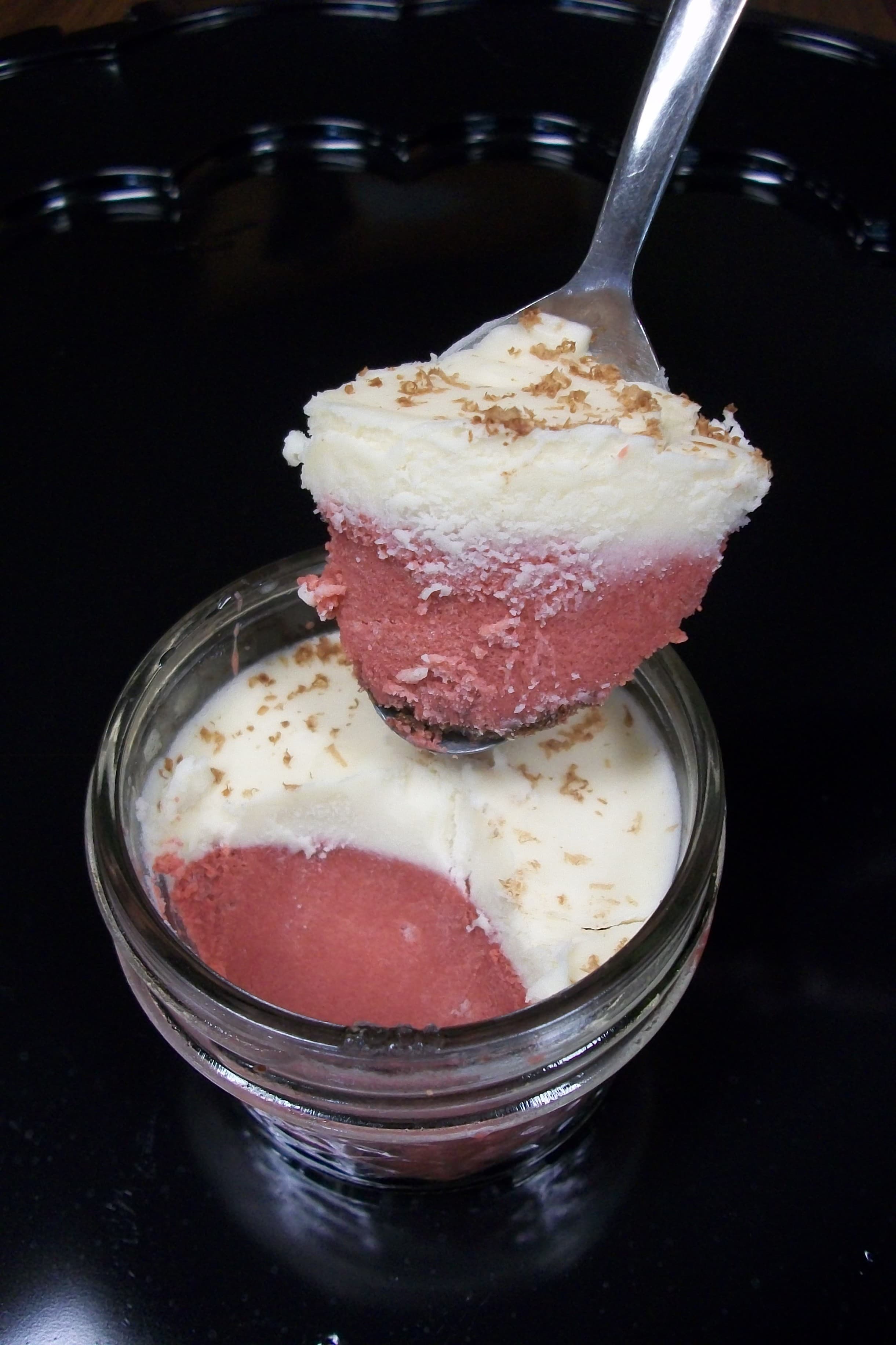 red velvet 'cheesecake in a jar' photo