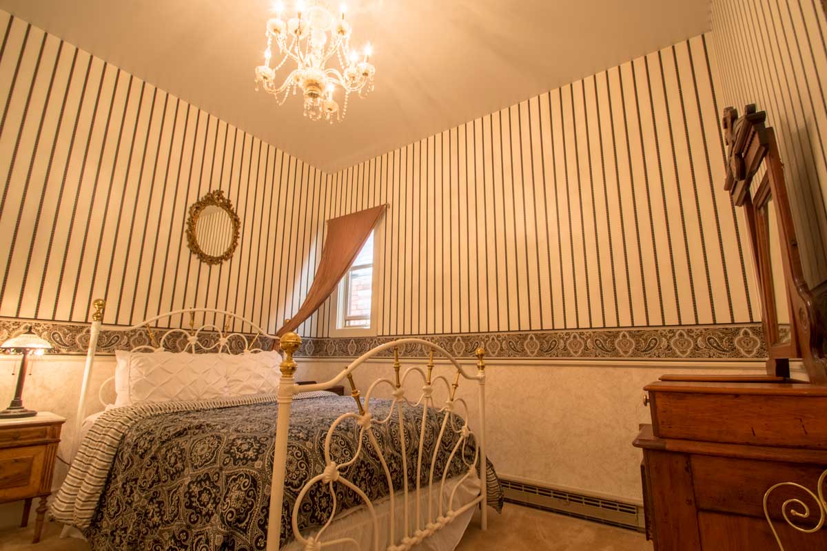 A room at Rico Mine Shaft Inn decorated in historical Victorian furnishings
