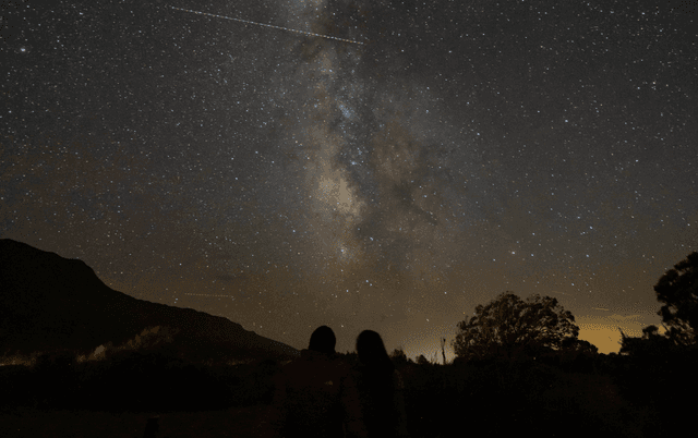 Two people looking at the stars