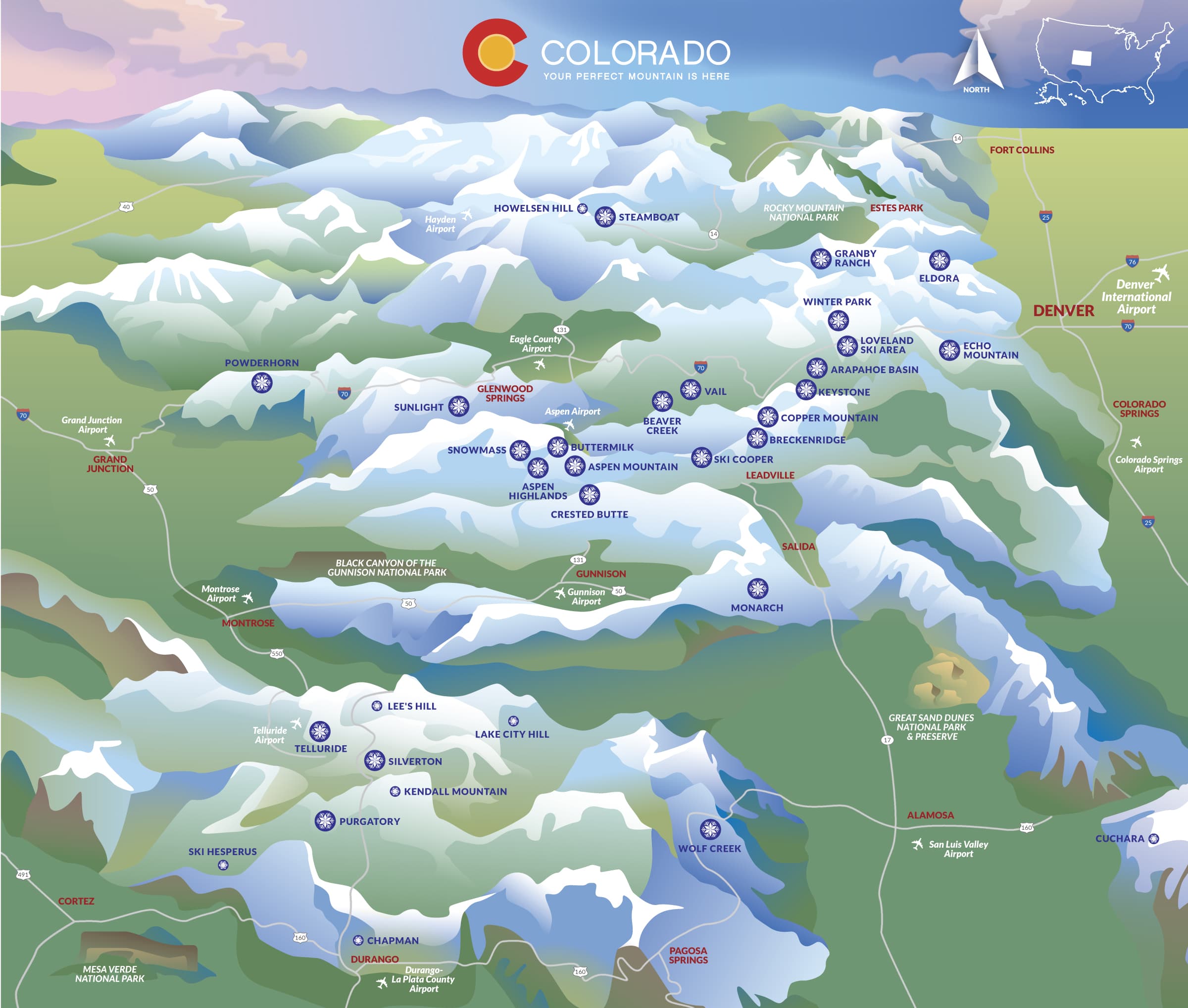 Colorado Ski Resort map