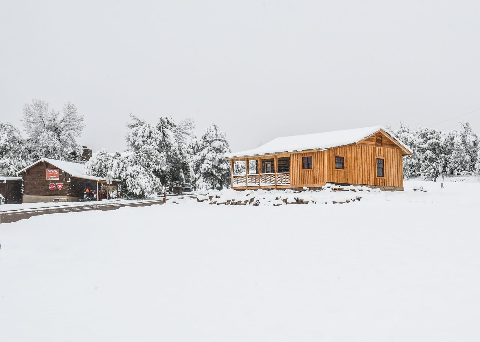 Dotson Cabin blanketed in fresh snowfall