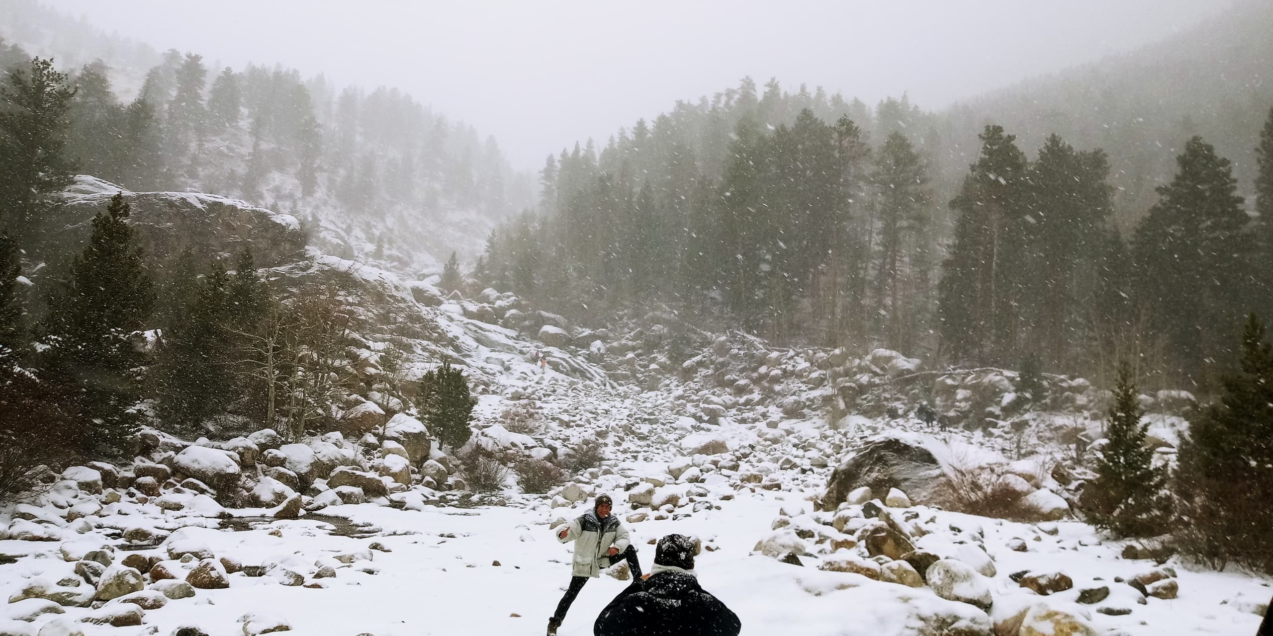 chasm falls -rmnp with mexican's in their first snow storm photo