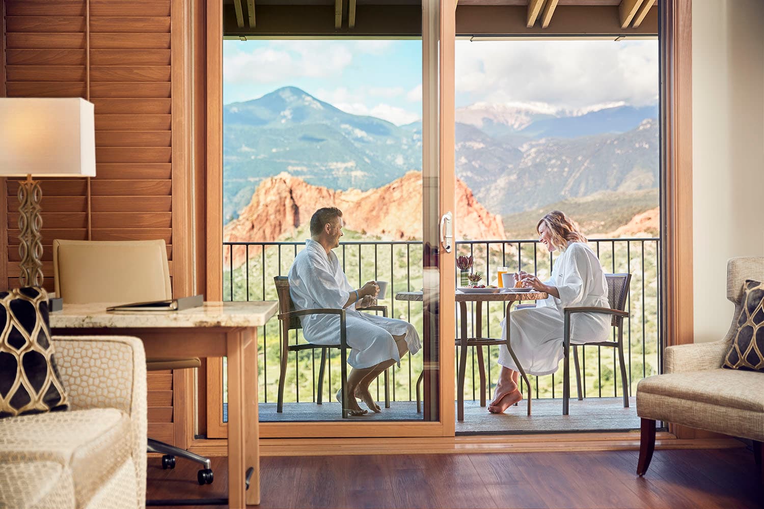 mountain view accommodations with in-suite fireplace photo