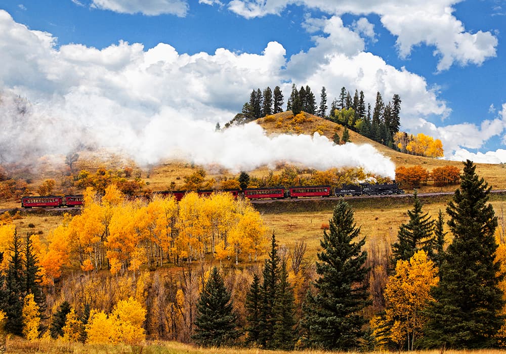 the cumbres & toltec scenic railroad steams through beautiful fall color in september and october. photo 7