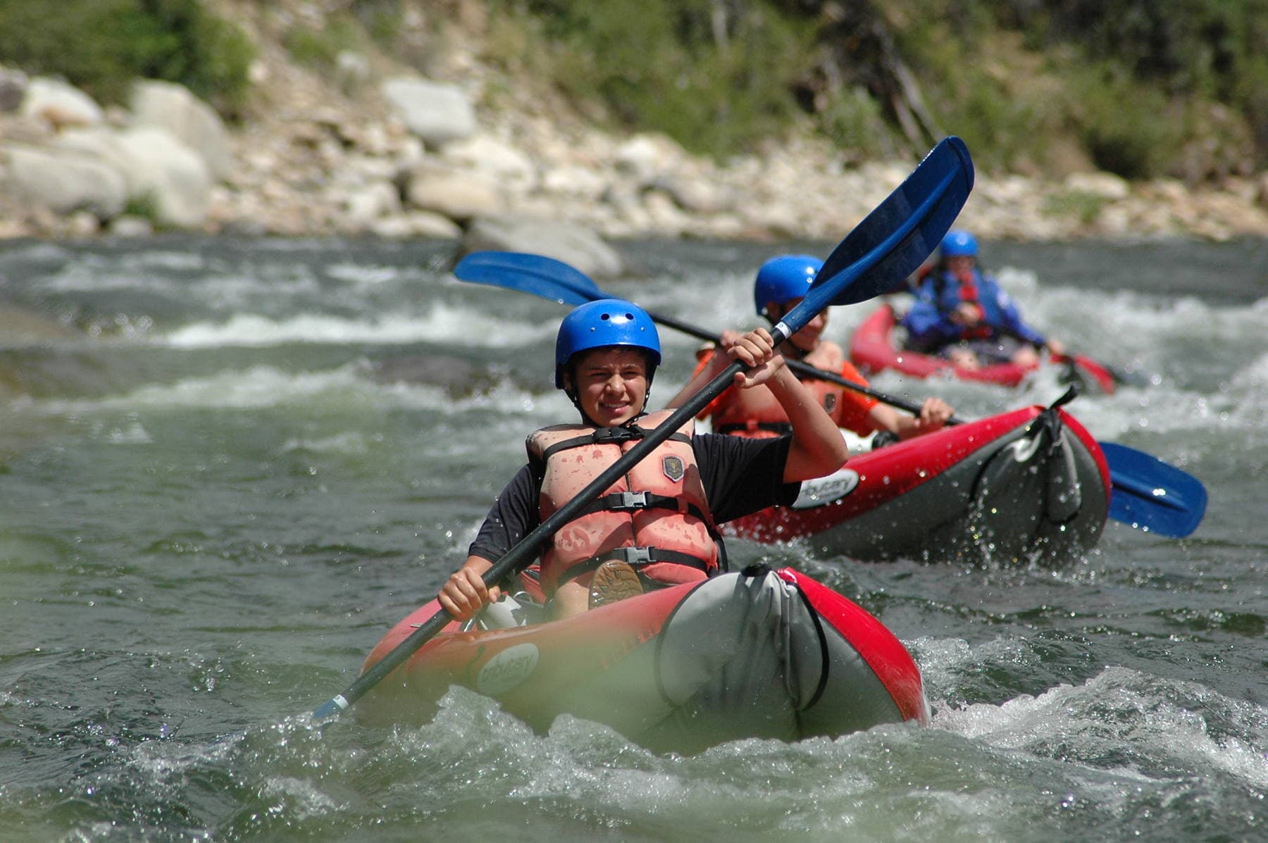 inflatable kayak the arkansas river near buena vista. photo 2