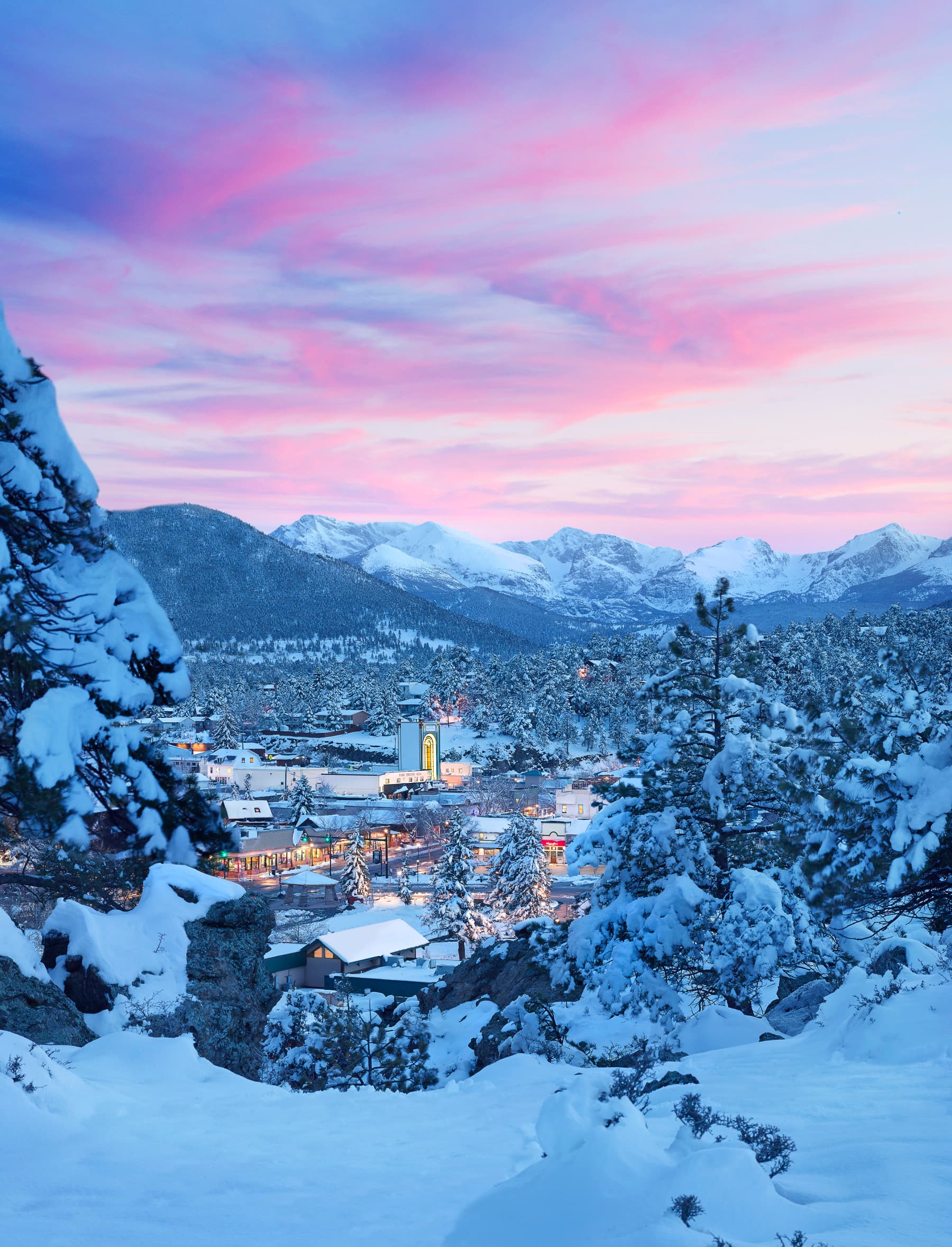 estes park is often a winter wonderland in early spring, but snow adventures happen all winter long in rocky mountain national park. photo