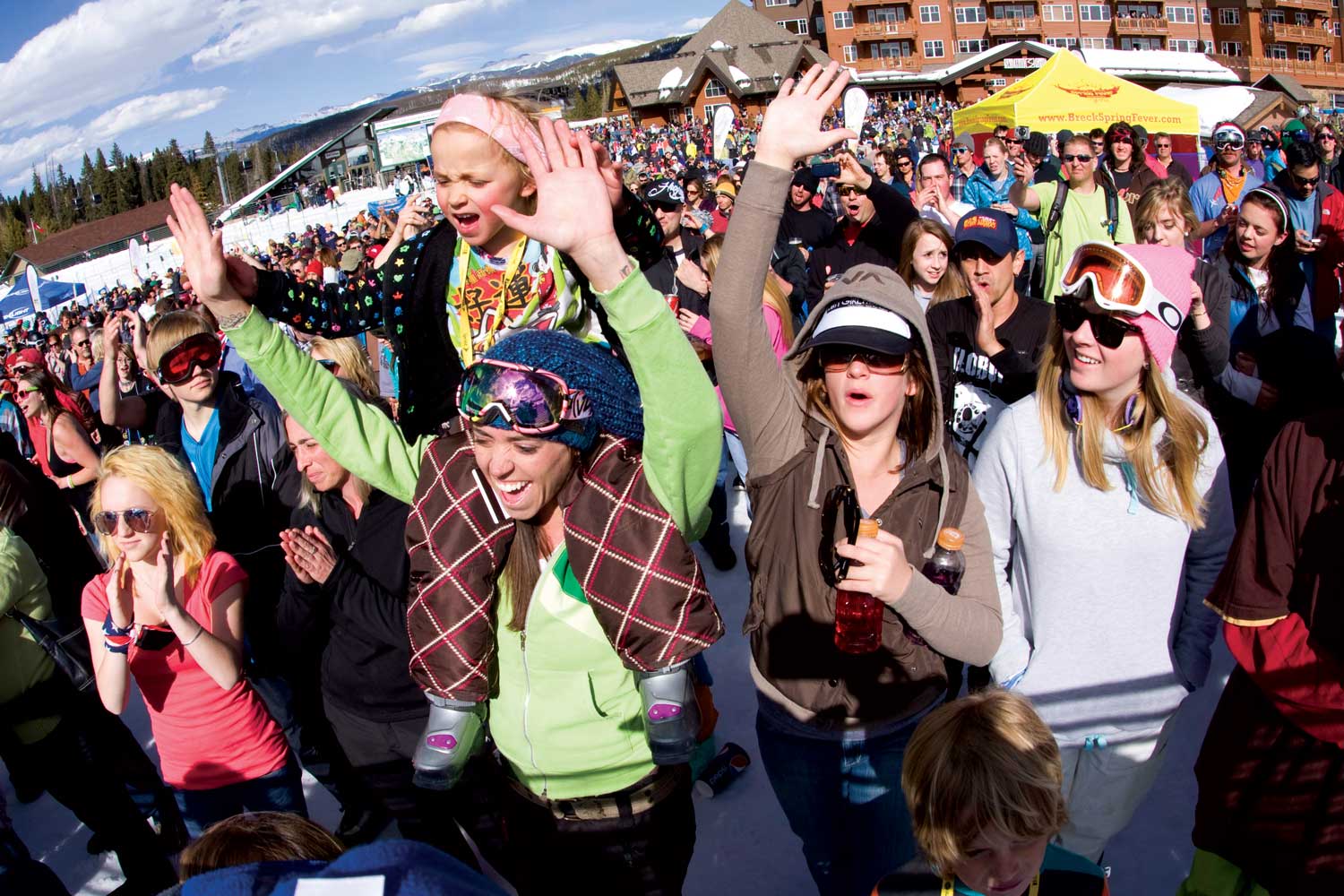 people cheering at Breckenridge spring fever concert
