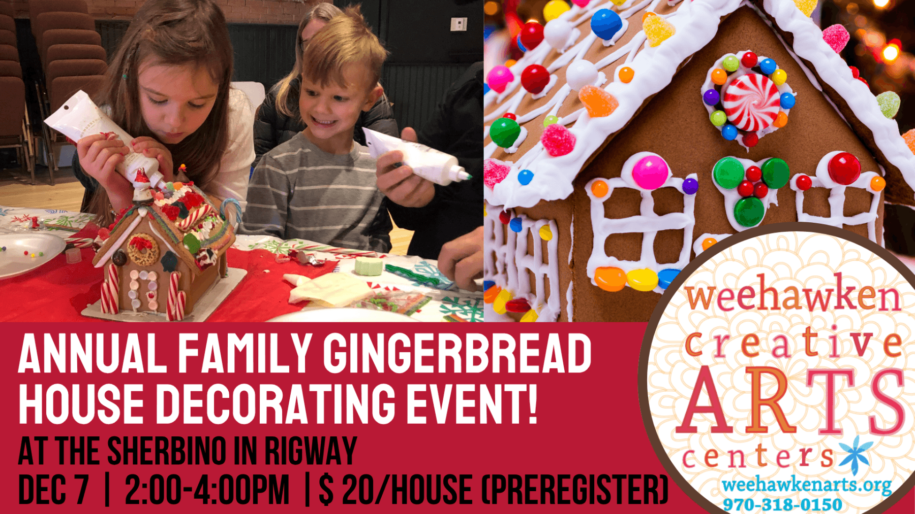 family gingerbread house decorating photo