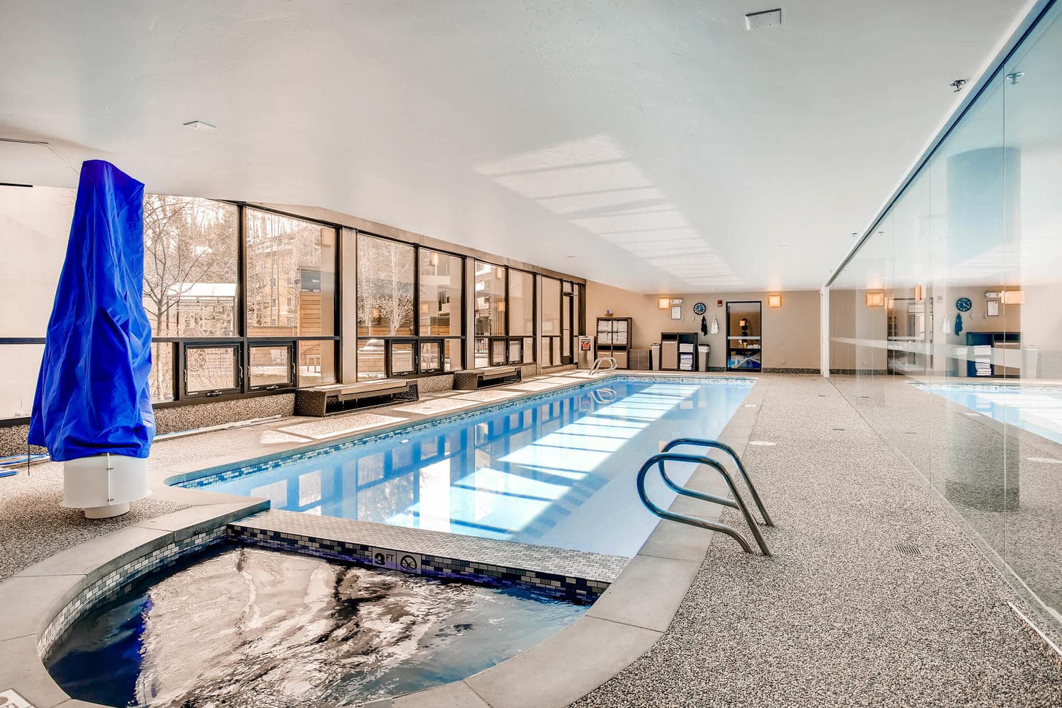 heated indoor pool and hot tub photo 6