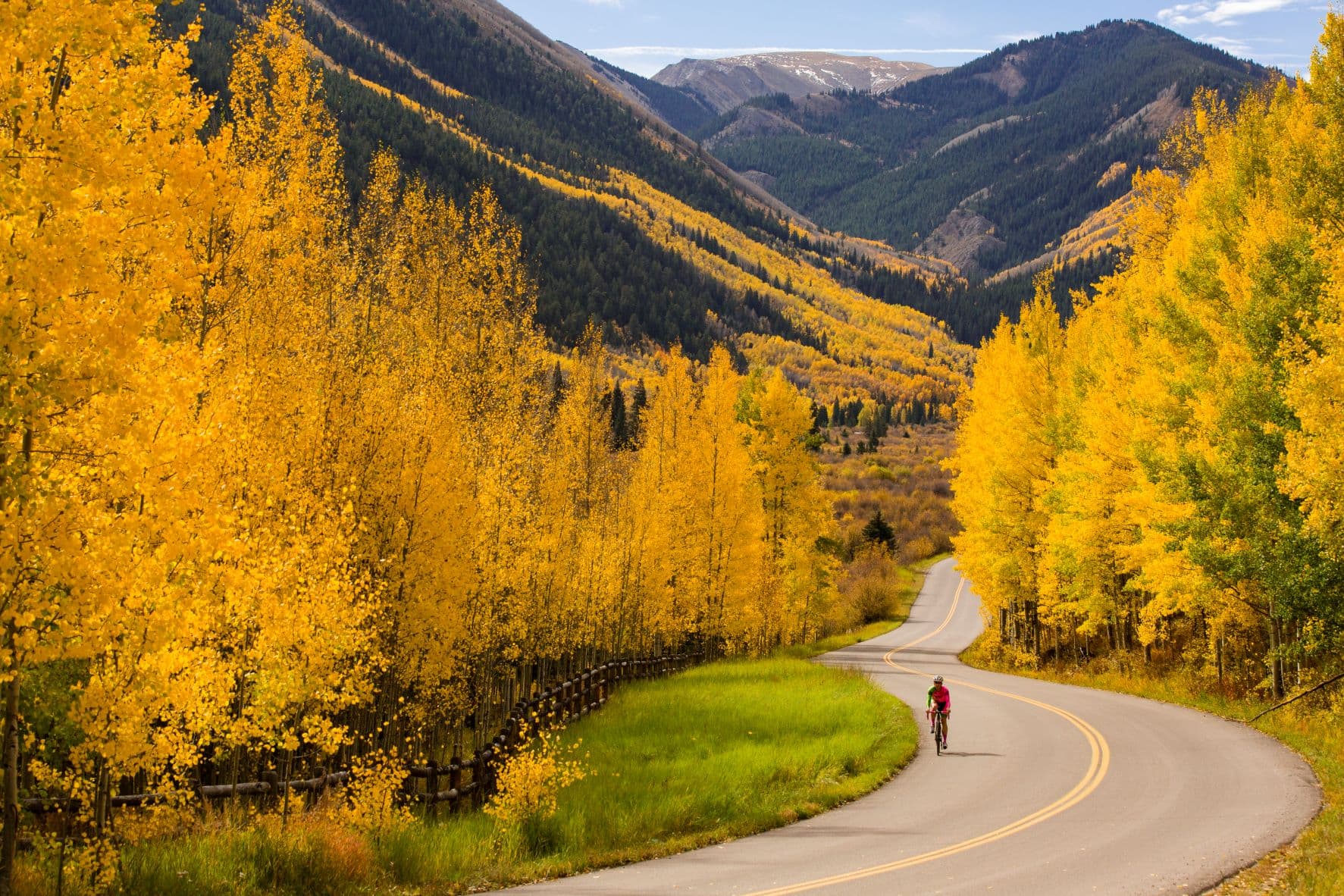 autumn road biking in aspen, colorado, jeremy swanson photo photo