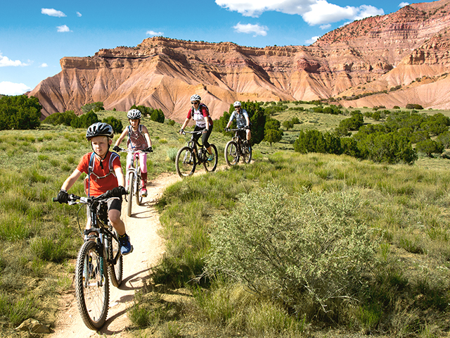 family mountain biking