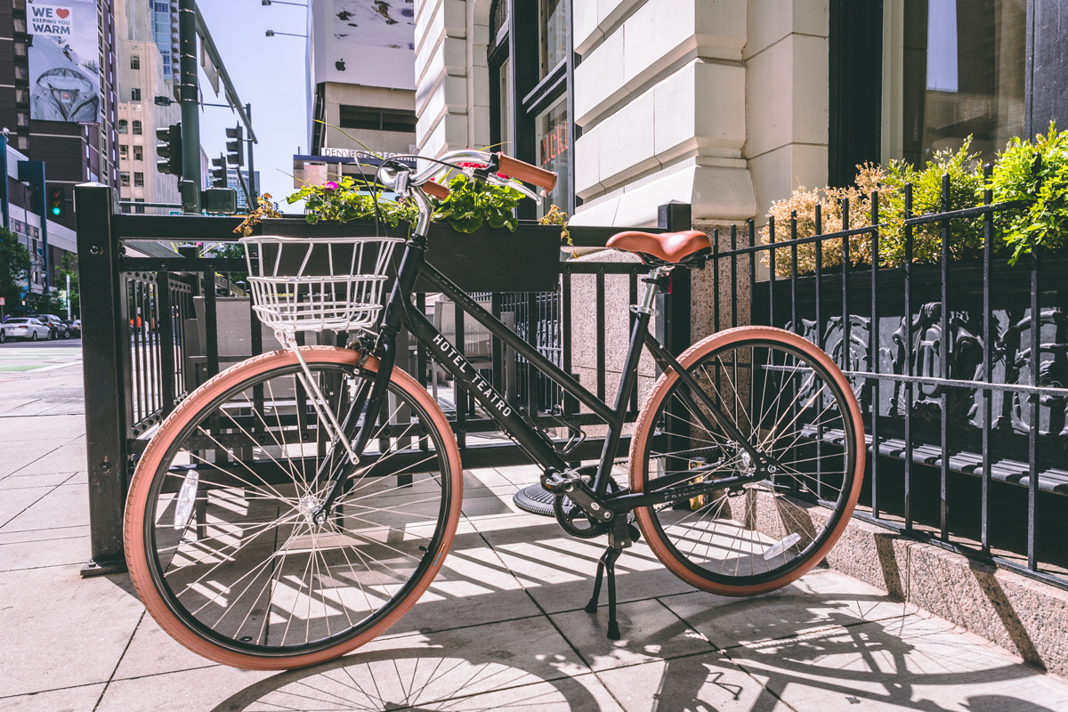 One of Hotel Teatro's vintage cruiser bicycles.