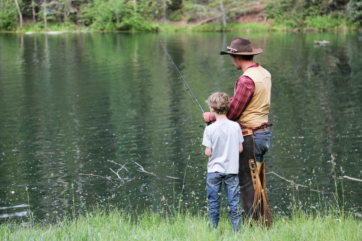 A Black Mountain Ranch guide fishes with a guest