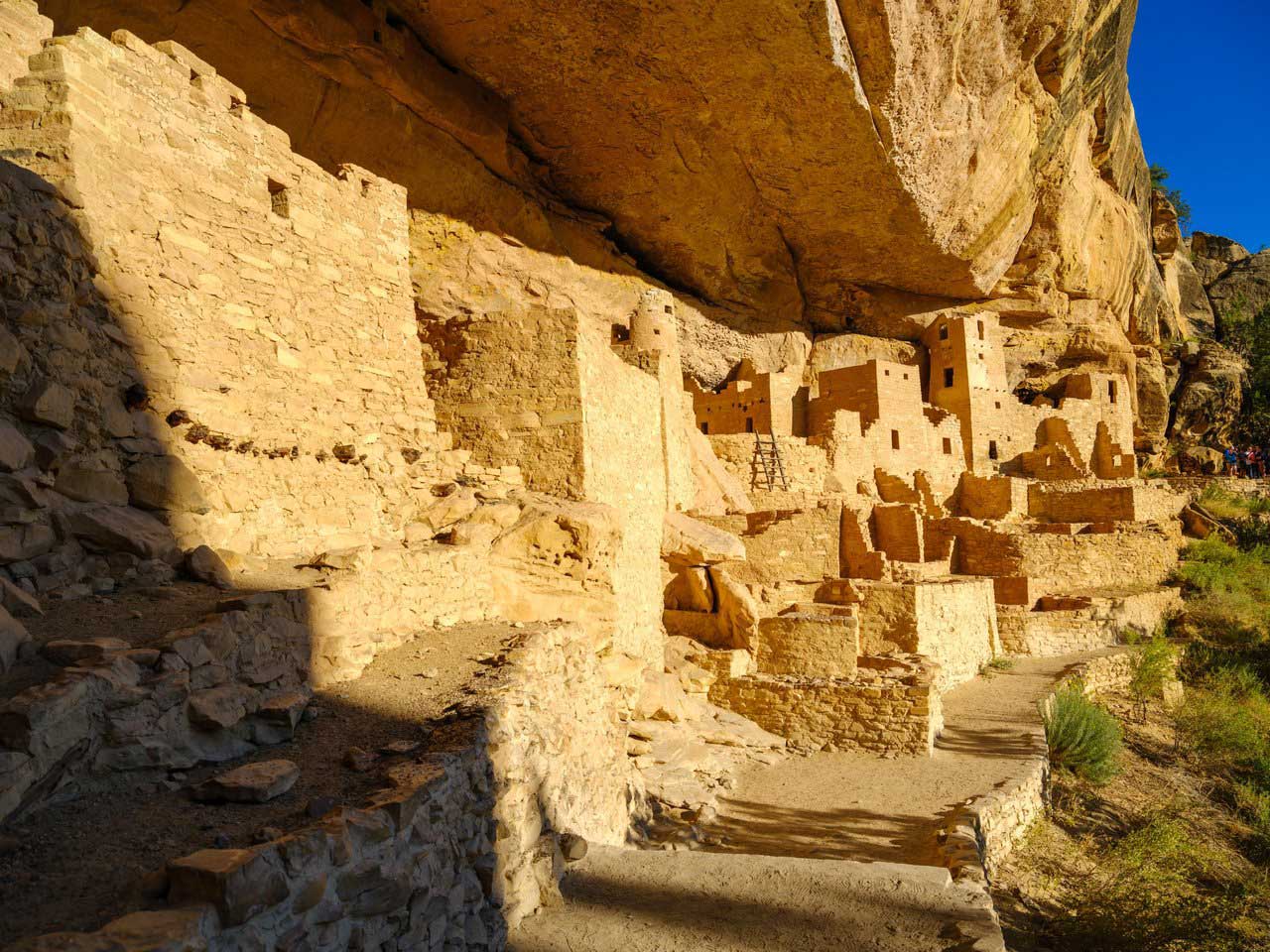 Mesa Verde National Park cliff dwellings in the sunlight