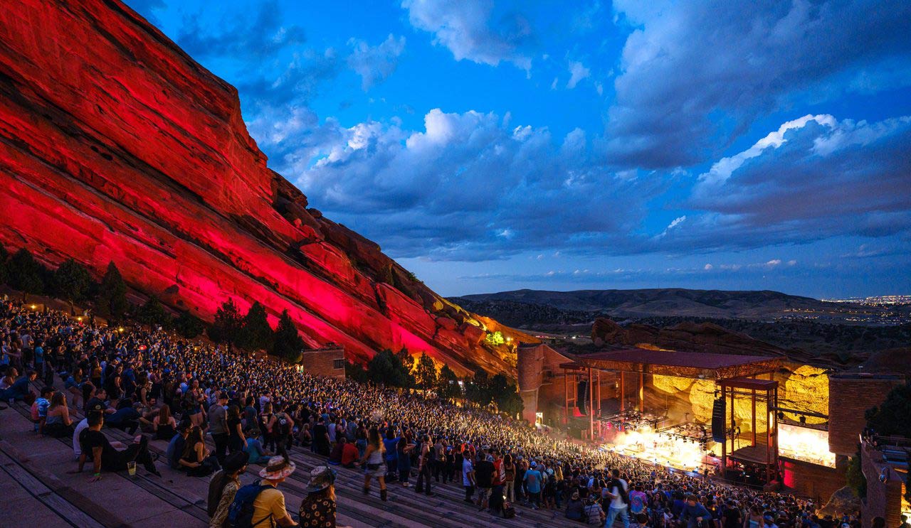Red Rocks Amphitheatre during an evening concert