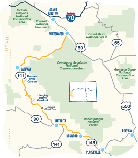 Map of Unaweep Tabeguache Byway Map of Unaweep Tabeguache Byway