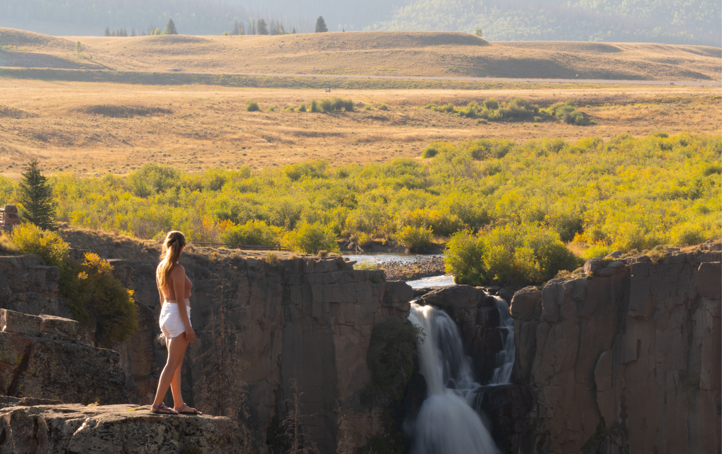 Person watching the North Clear Creek Falls 