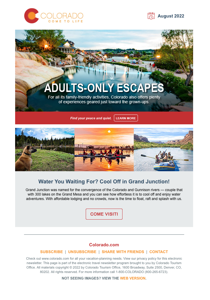 Colorado.com Enewsletter Preview