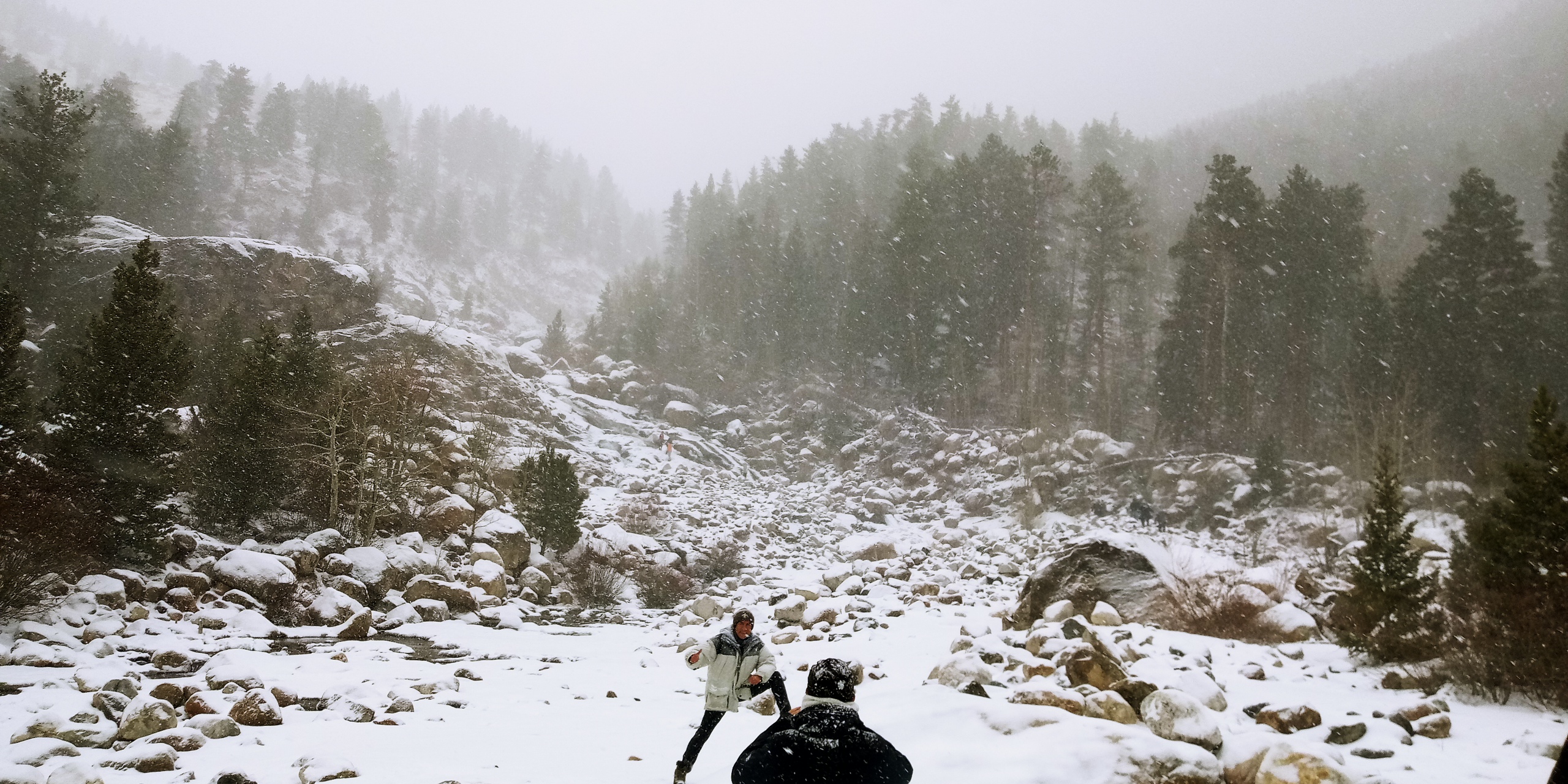 chasm falls -rmnp with mexican's in their first snow storm photo