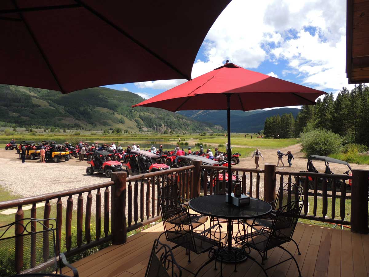 mcallister's grill patio with lake front and 12,000' mountainous views! photo
