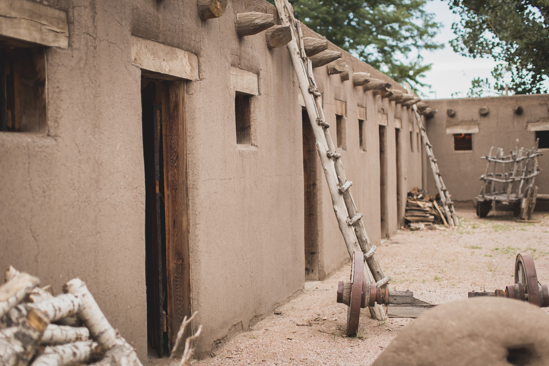 a re-created 1840s adobe trading post and plaza at el pueblo history museum photo