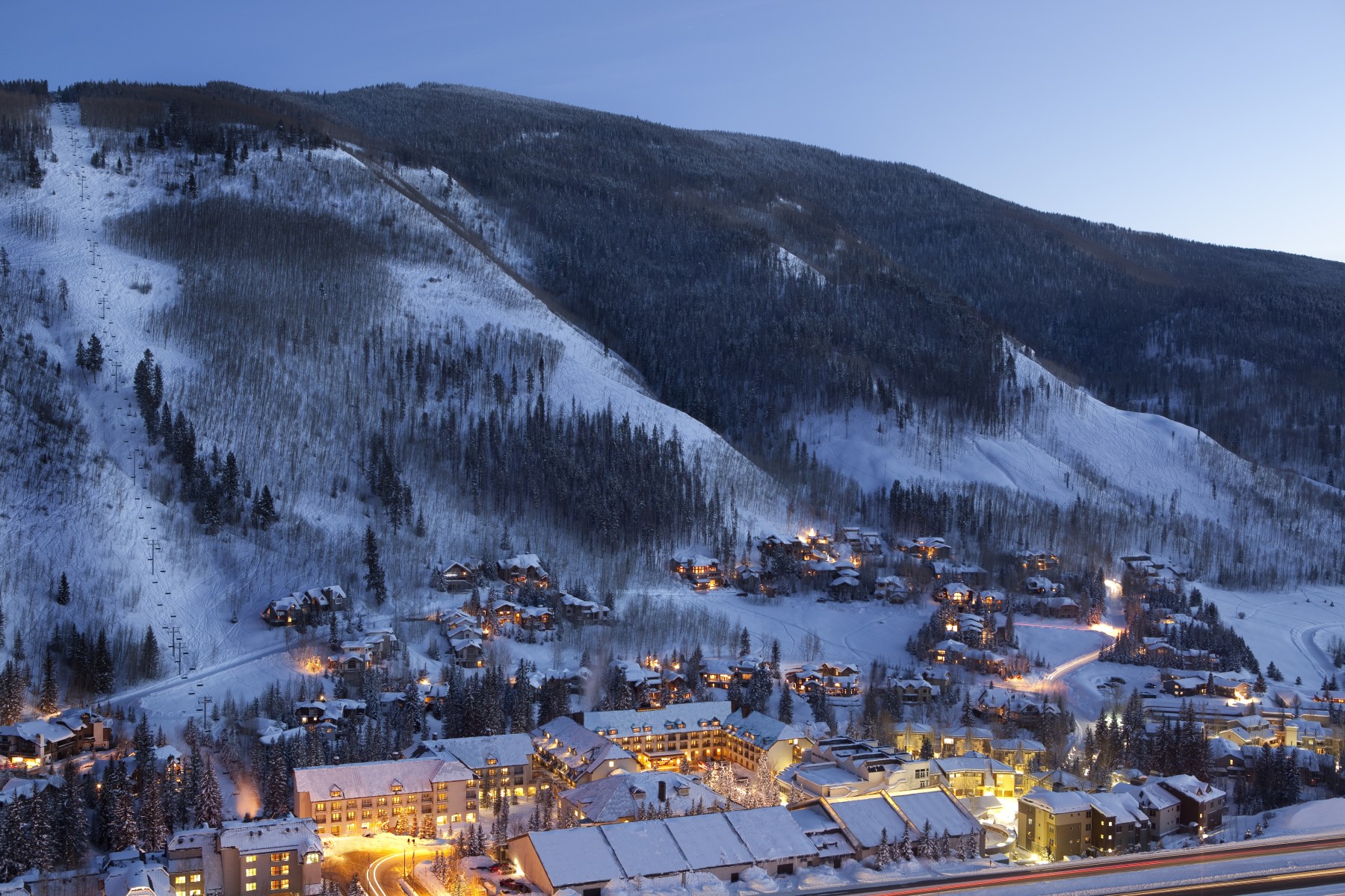 resort from above with ski lift to vail mountain photo