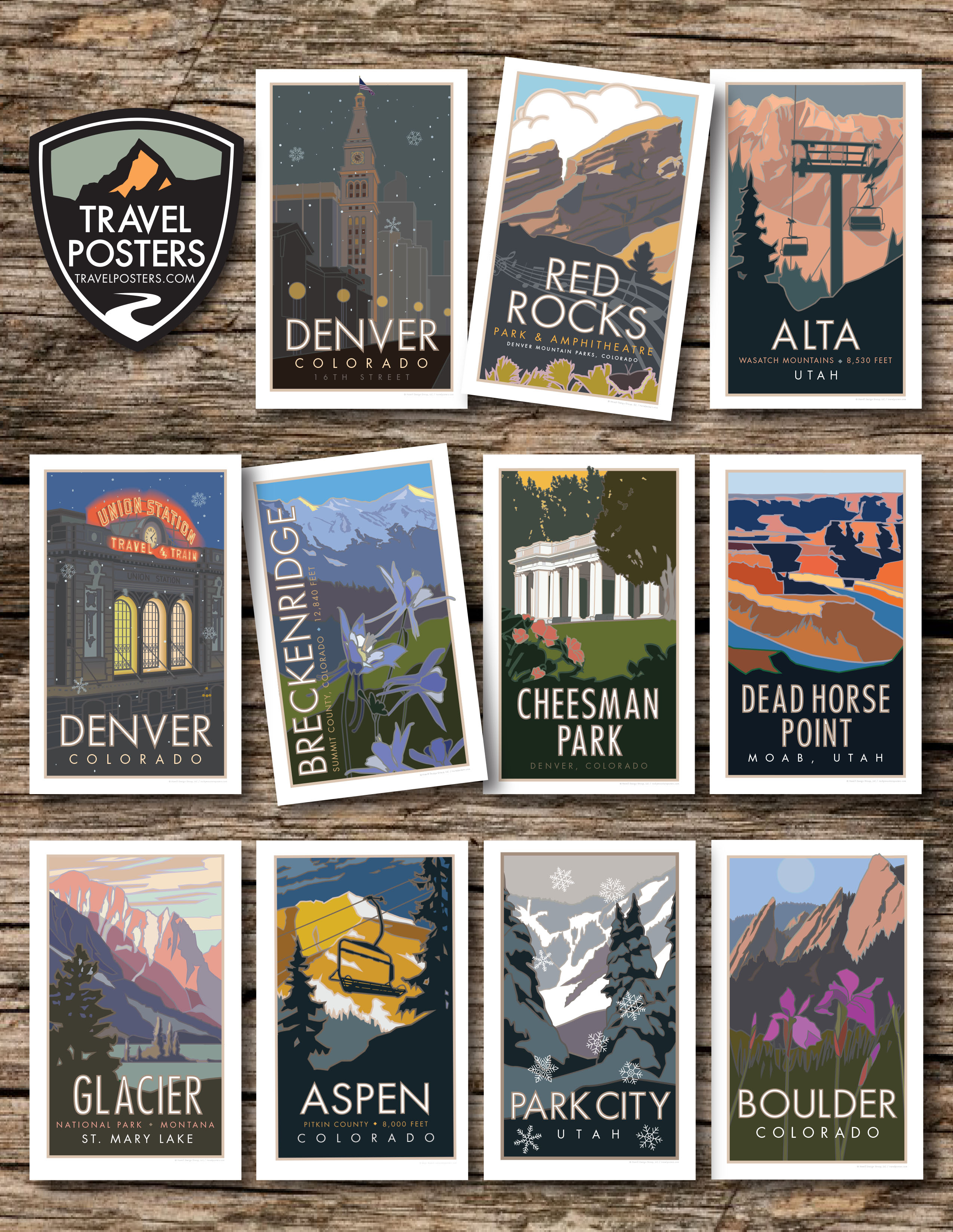 travel posters capture the landscapes and seascapes of the american travel experience. national parks, cities and towns, mountains, rivers and shorelines, and unique landscapes are featured in our designs. photo