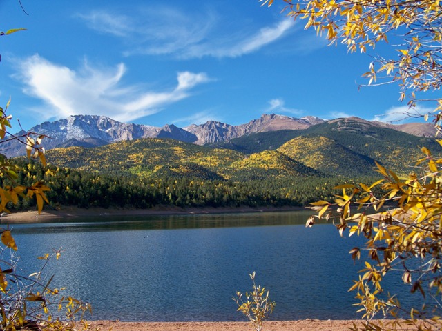 pikes peak from crystal reservoir photo