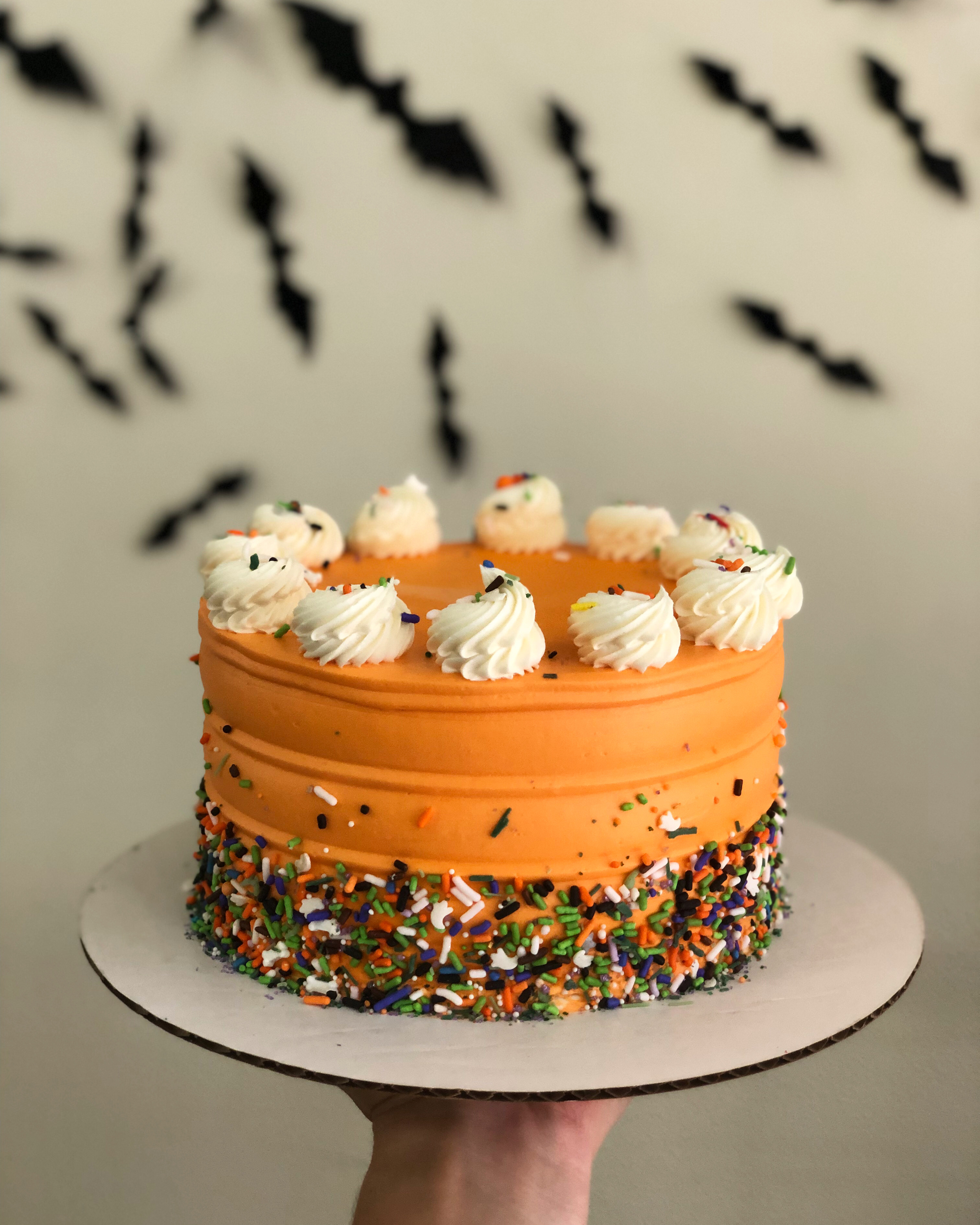 halloween birthday sprinkle cake photo