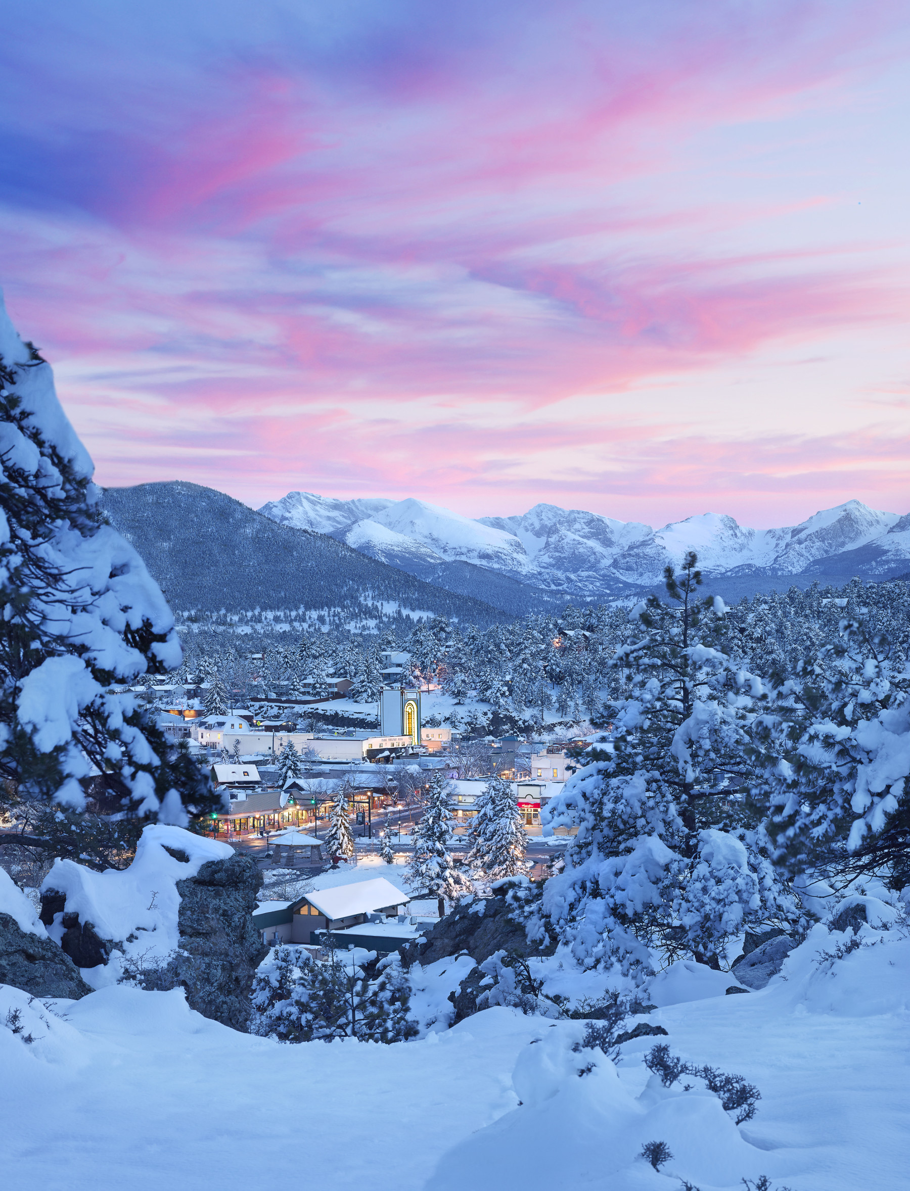 estes park is often a winter wonderland in early spring, but snow adventures happen all winter long in rocky mountain national park. photo
