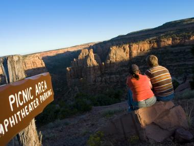 A moment of bliss while looking over the deep chasm of Colorado National Monument