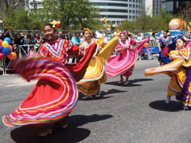 Dancers participating in the Cinco de Mayo Festival in downtown Denver.