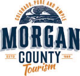 Morgan County Colorado logo with an illustration of the moon and stars of the clouds and the words Colorado, Pure and Simple