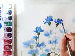painting on the patio | wildflower watercolor workshop photo