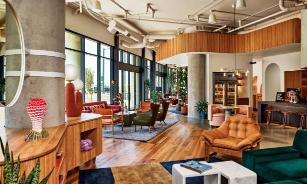 Lobby of the Catbird Hotel in Denver