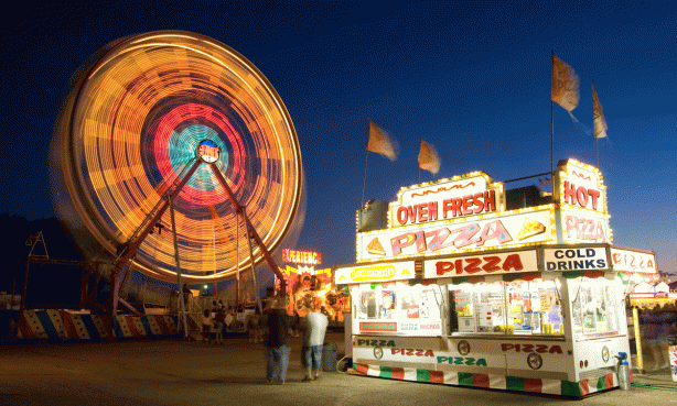 Rides and fair food at the Colorado State Fair in Pueblo, CO