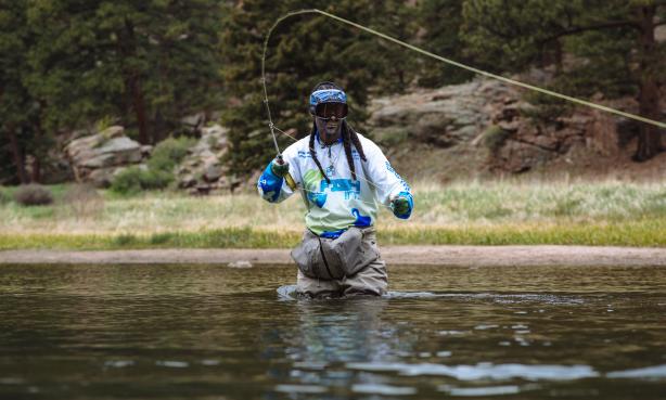 Fly-fishing in a river