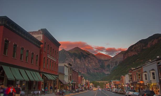 Telluride Creative District at sunset