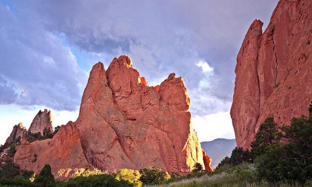 Sunset hitting mountains in Colorado Springs