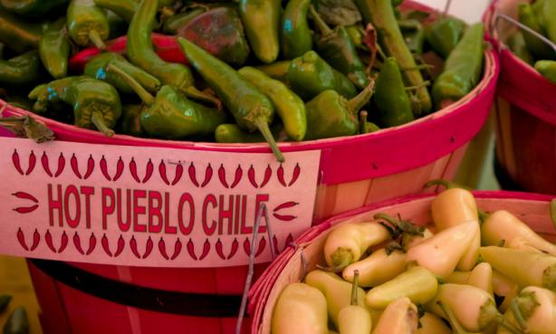 Barrels of hot chiles at the Pueblo Chile & Frijoles Festival in Pueblo, CO